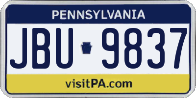 PA license plate JBU9837