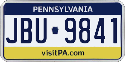 PA license plate JBU9841