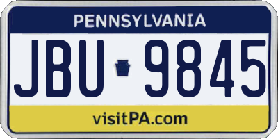 PA license plate JBU9845