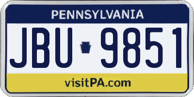 PA license plate JBU9851