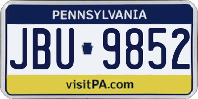 PA license plate JBU9852
