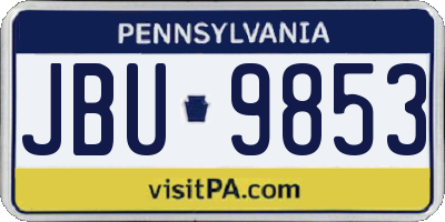 PA license plate JBU9853
