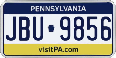 PA license plate JBU9856