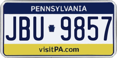 PA license plate JBU9857