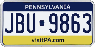 PA license plate JBU9863