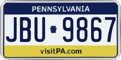 PA license plate JBU9867