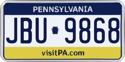 PA license plate JBU9868