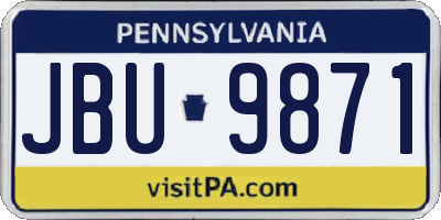 PA license plate JBU9871
