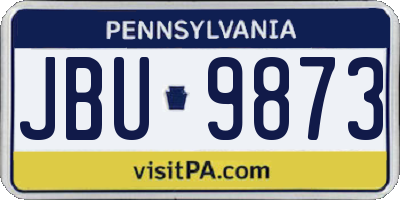 PA license plate JBU9873