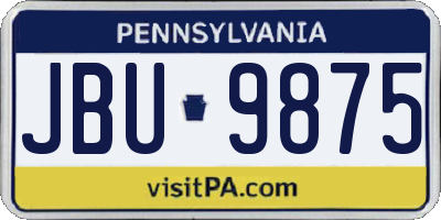 PA license plate JBU9875