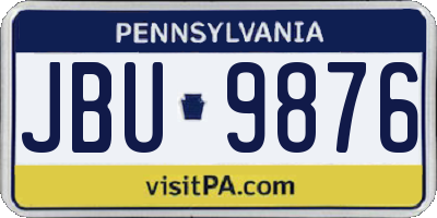 PA license plate JBU9876