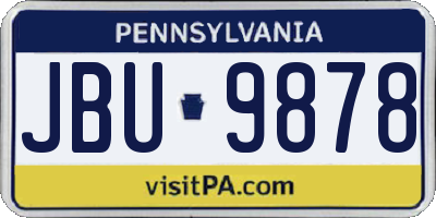 PA license plate JBU9878