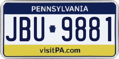 PA license plate JBU9881