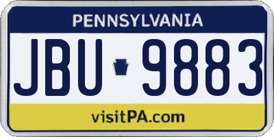 PA license plate JBU9883