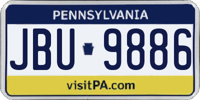 PA license plate JBU9886
