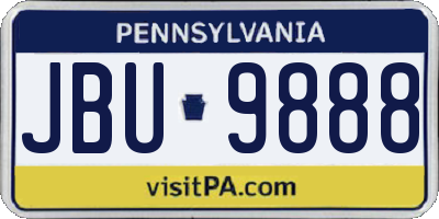 PA license plate JBU9888