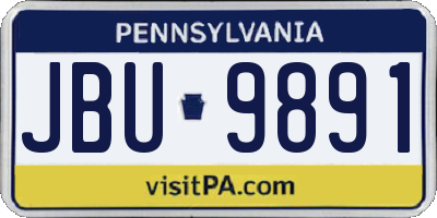 PA license plate JBU9891