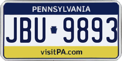 PA license plate JBU9893