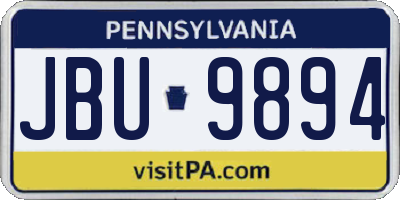 PA license plate JBU9894