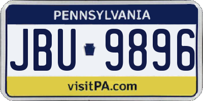 PA license plate JBU9896