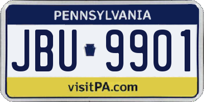PA license plate JBU9901