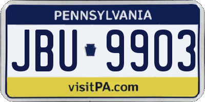 PA license plate JBU9903