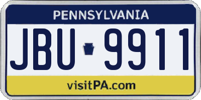 PA license plate JBU9911