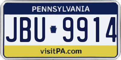 PA license plate JBU9914