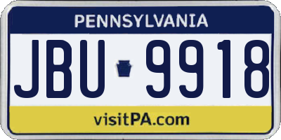 PA license plate JBU9918