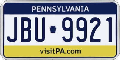 PA license plate JBU9921