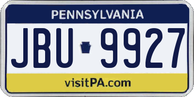 PA license plate JBU9927