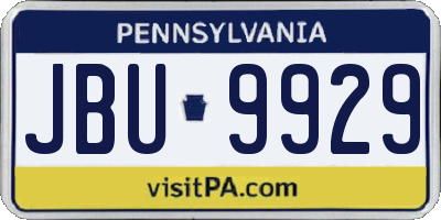 PA license plate JBU9929