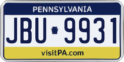 PA license plate JBU9931