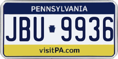 PA license plate JBU9936