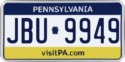 PA license plate JBU9949