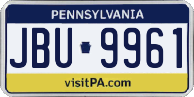 PA license plate JBU9961
