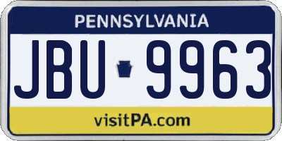 PA license plate JBU9963