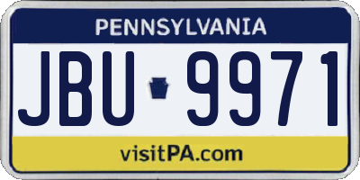 PA license plate JBU9971
