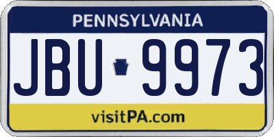 PA license plate JBU9973