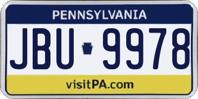 PA license plate JBU9978
