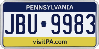 PA license plate JBU9983
