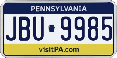 PA license plate JBU9985