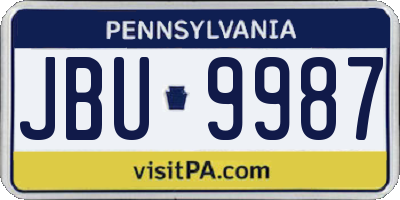 PA license plate JBU9987