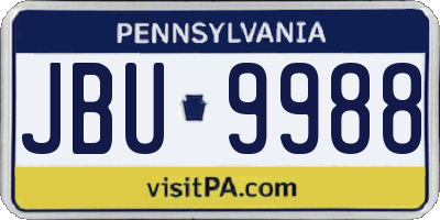 PA license plate JBU9988