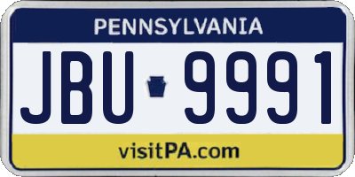 PA license plate JBU9991