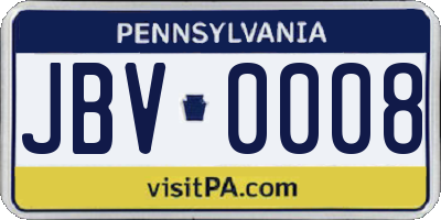 PA license plate JBV0008