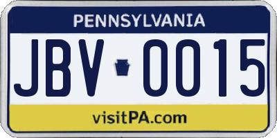 PA license plate JBV0015