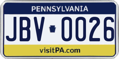 PA license plate JBV0026