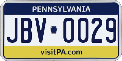 PA license plate JBV0029