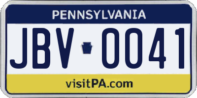 PA license plate JBV0041